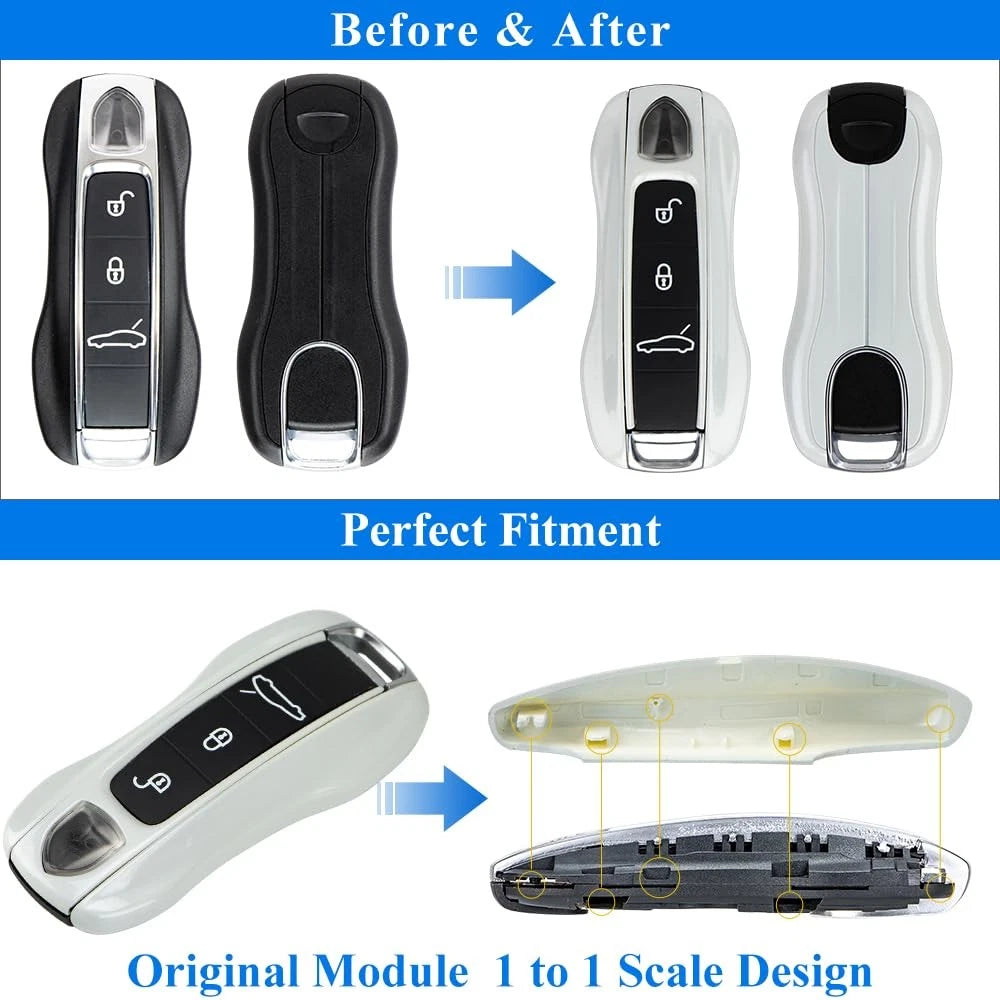 3-Piece Key Fob Shell Replacement for Porsche - Painted White