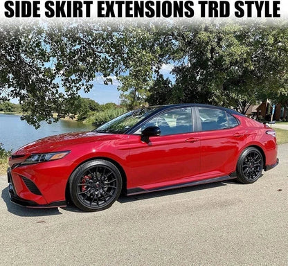 Side Skirts Extension for Toyota Camry SE XSE (2018–2024) Gloss Black w/Red Line