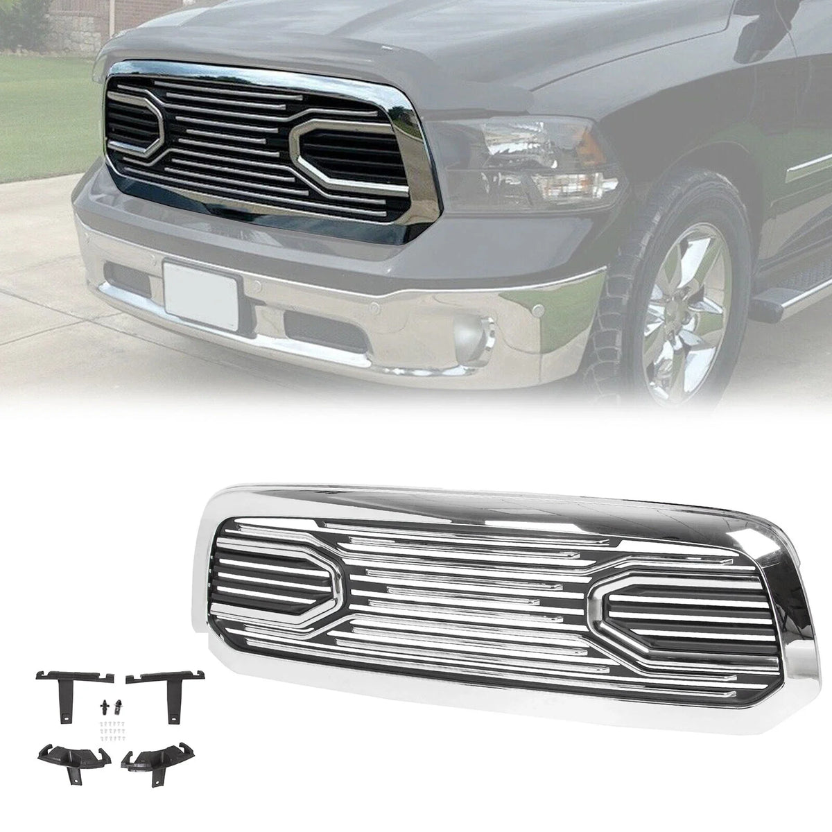 Chrome Front Bumper Grille for Dodge Ram 1500 (2013–2018) Big Horn Style
