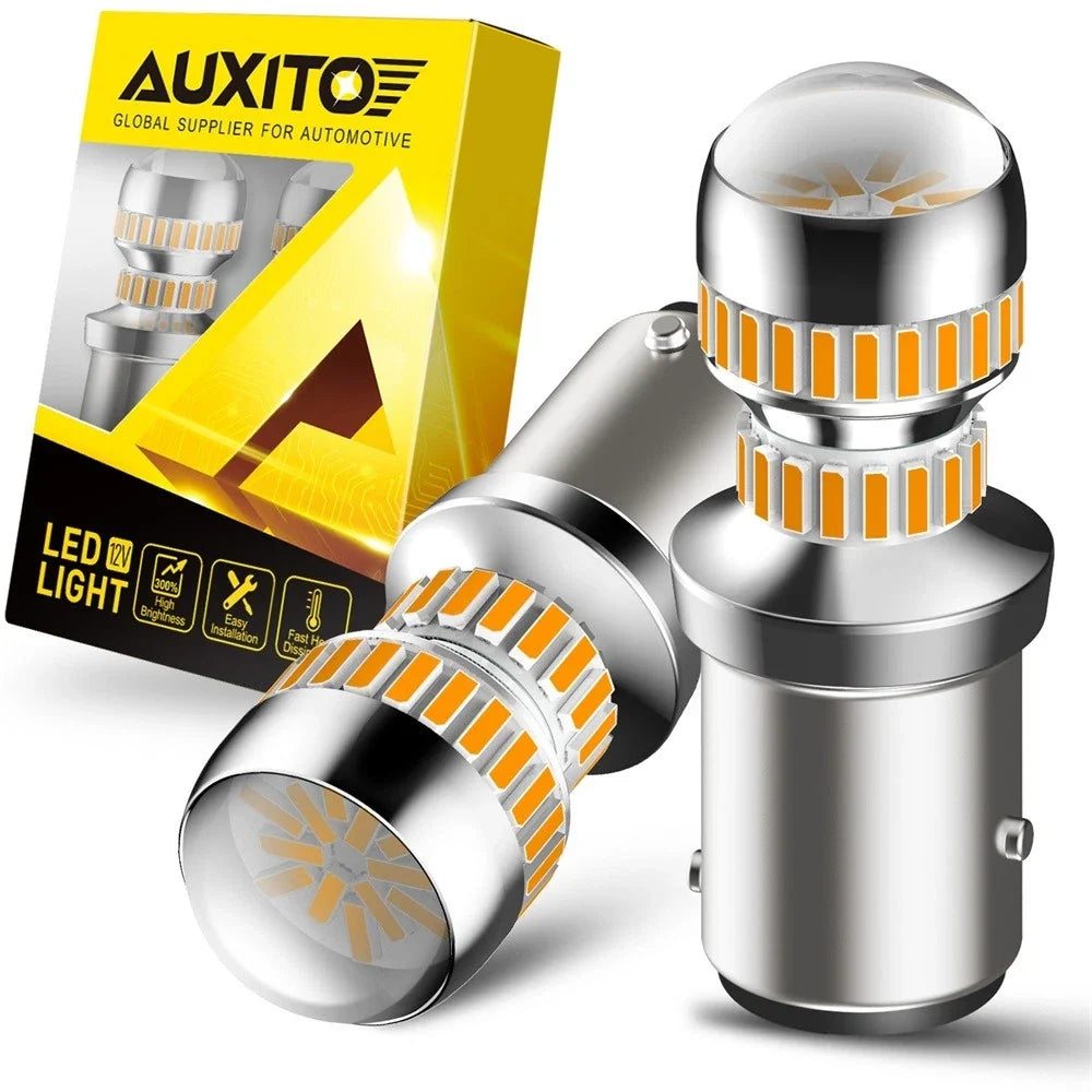 2X AUXITO 1157 LED Amber Turn Signal Brake Tail Parking Light Bulbs for