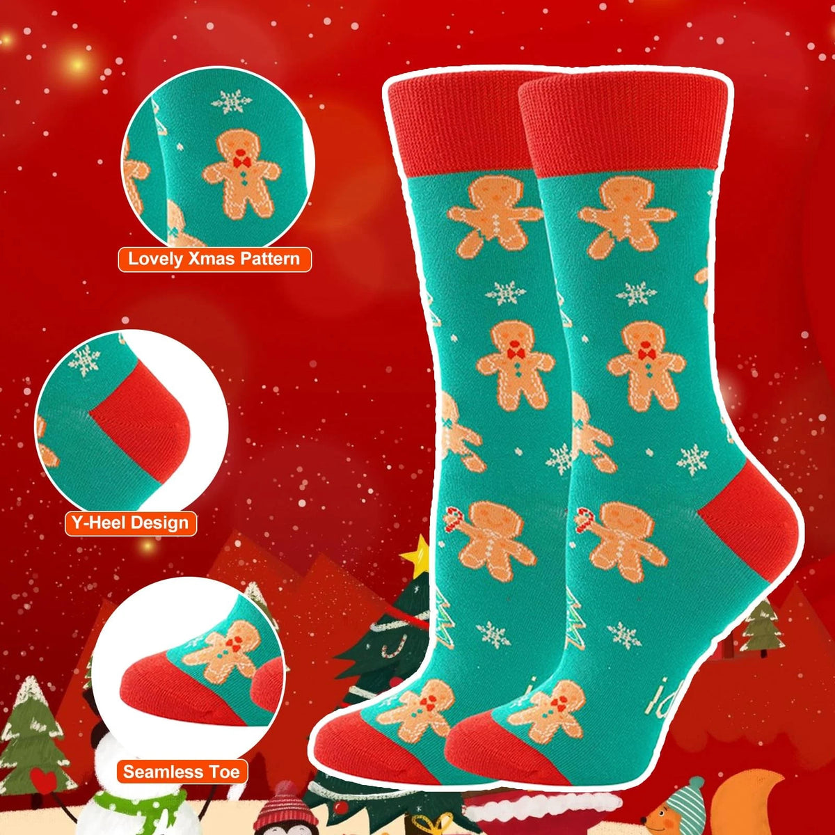 4 Pairs Christmas Socks for Women (5-8)