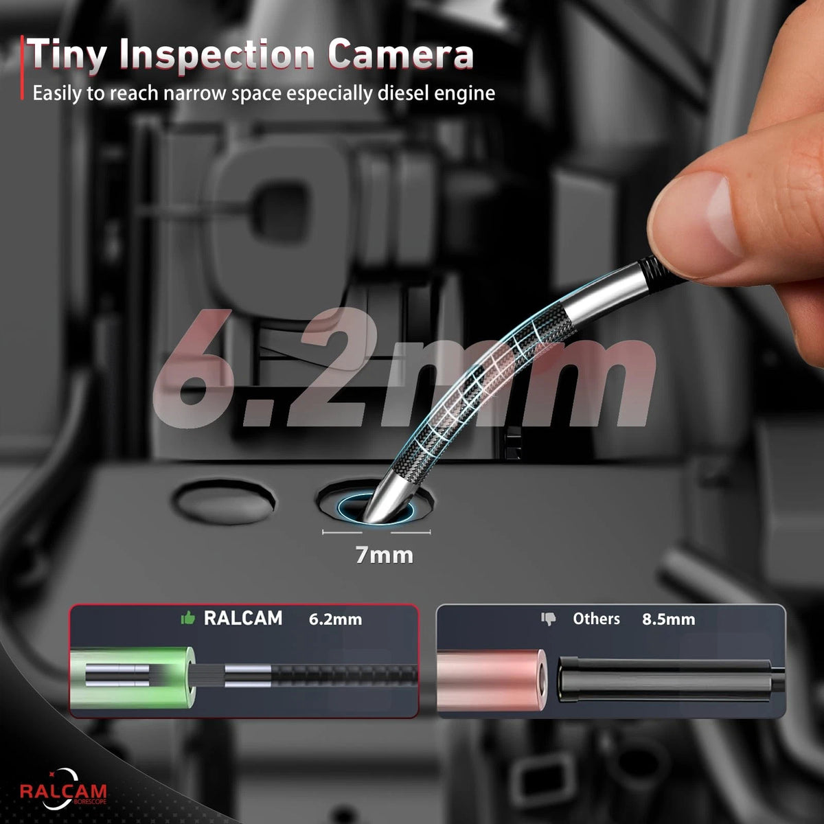 2X Ralcam Two-Way 210° Articulating Borescope for Automotive Inspection