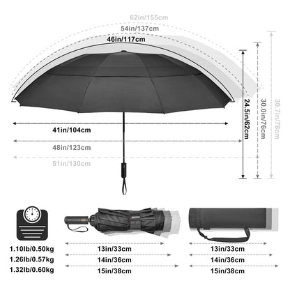 62 Inch Windproof Double Canopy Golf Umbrella