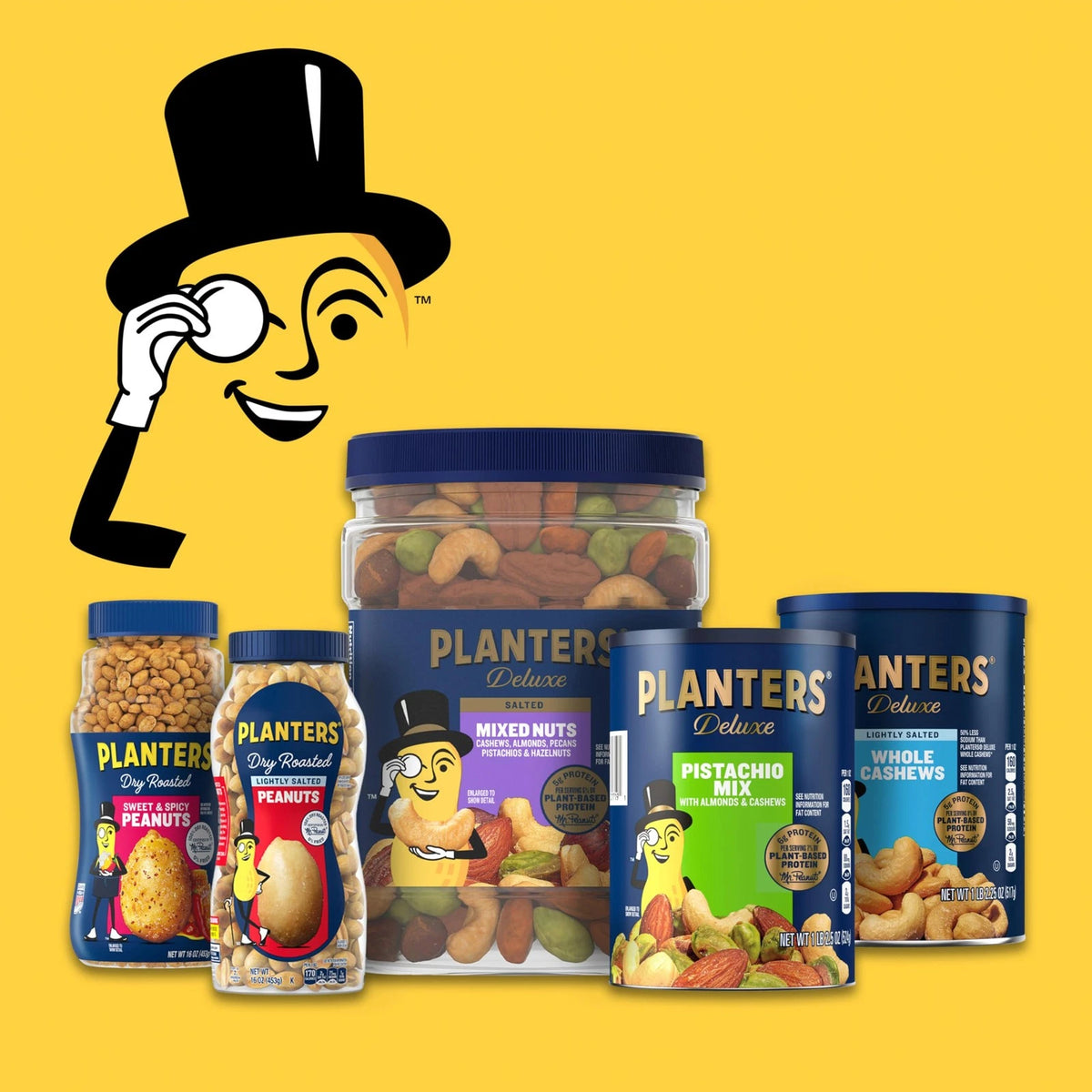 Set of 4 Mixed Nuts Unsalted Party Snacks Plant-Based Protein 10.3 oz Canister