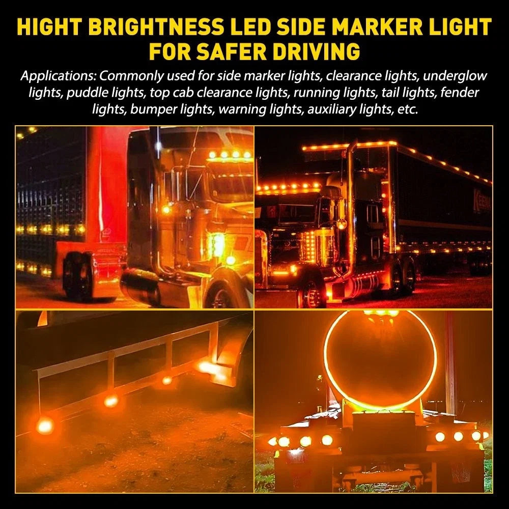 Set of 4 LED Amber Lamp for Semi Truck Trailer (12V–24V)