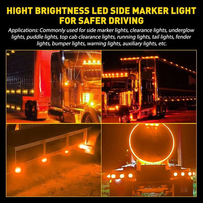 Set of 4 LED Amber Lamp for Semi Truck Trailer (12V–24V)
