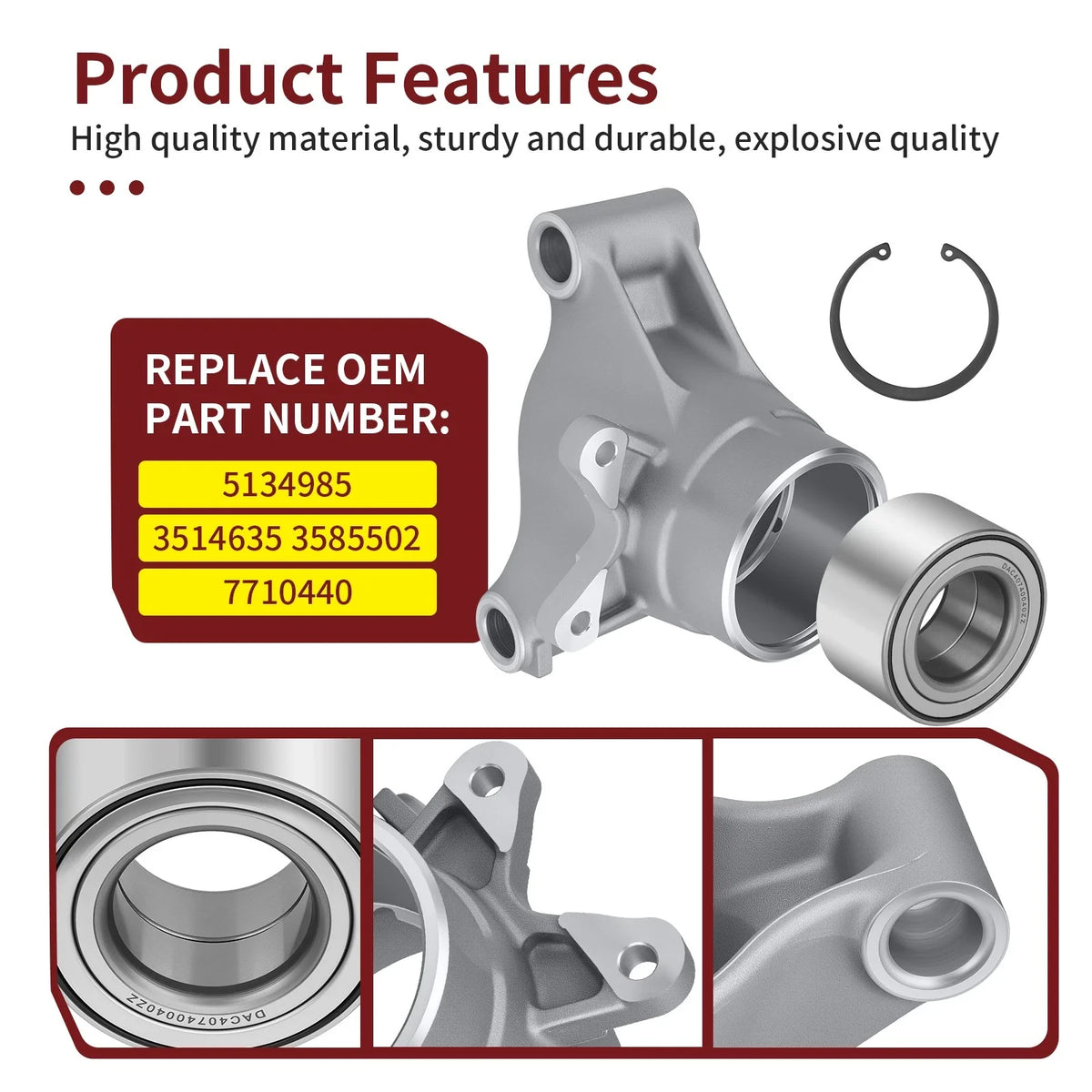 Rear Right Wheel Carrier w/ Bearing & Ring for Polaris RZR 800 (2008–2014)