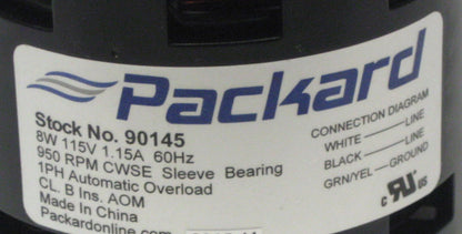 Packard 90145 Motor for Greenheck 310145 (8W, 115V, 950 RPM, CWSE)