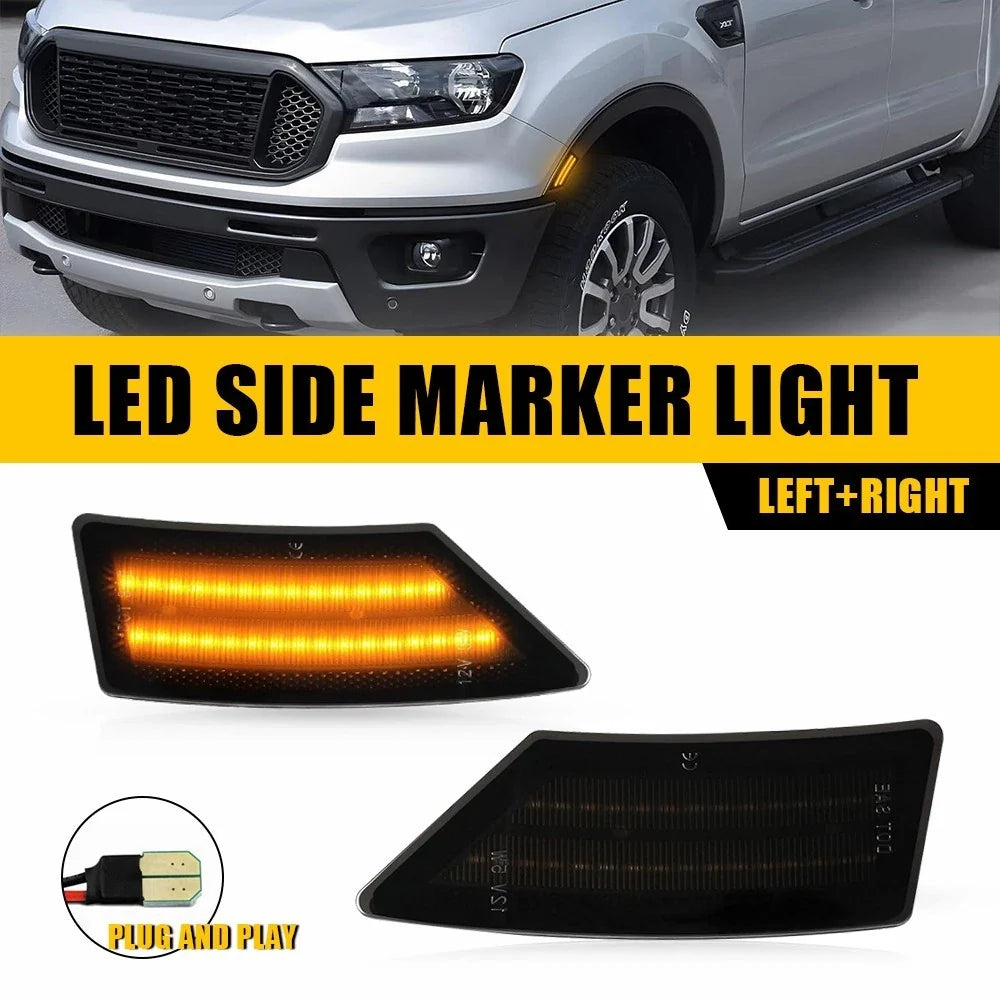 Smoked Lens Amber LED Side Marker Lights for Ford Ranger (2019–2022)