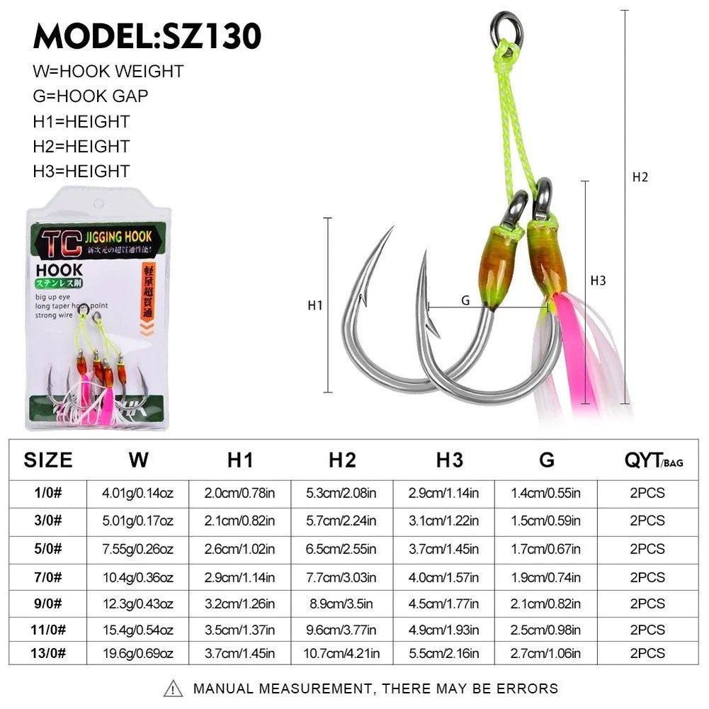 Stainless Steel Jig Hook with Silicone Skirt for Marine Use