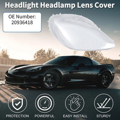 1 Pc Headlight Lens Cover for Chevy Corvette C6 (2005–2013) Clear