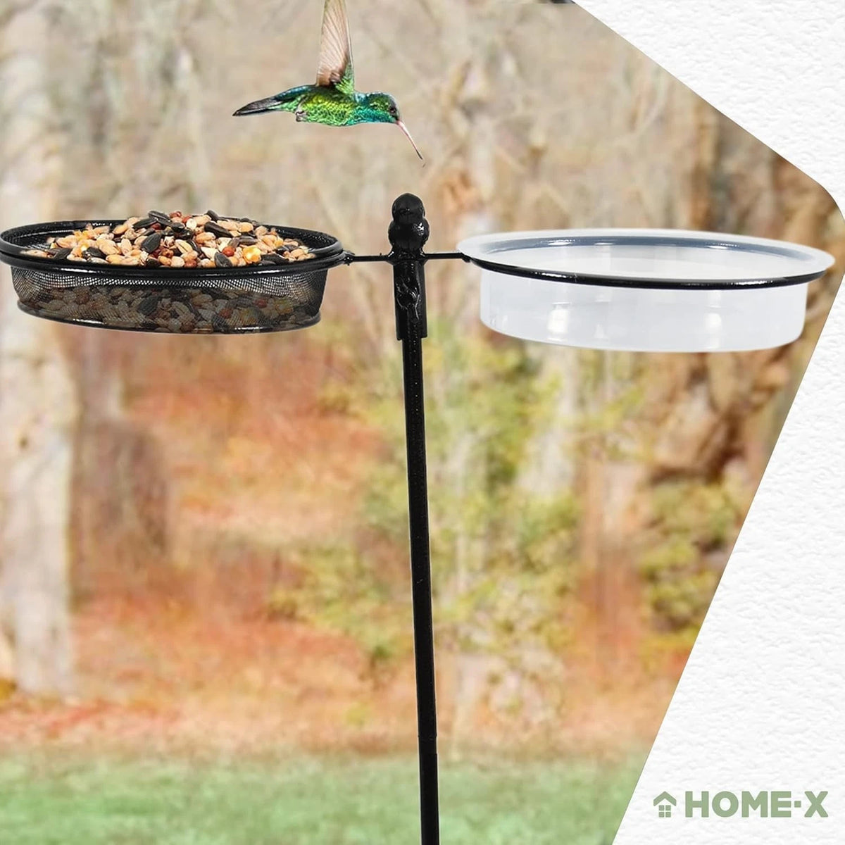 Dual Bird Feeder & Bird Bath Stand for In-Ground Outdoor Use