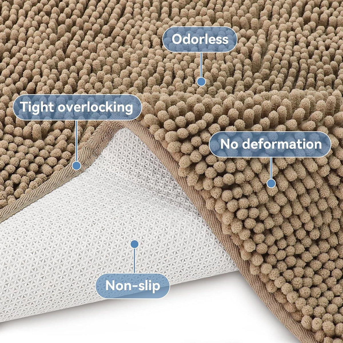 Set of 2 Non-Slip Bathroom Rugs 24x17 with Rubber Backing