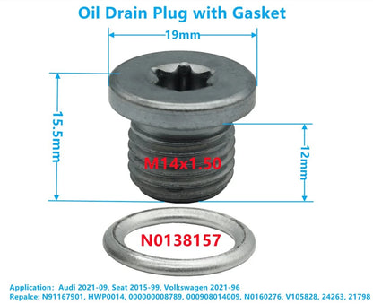 5X Oil Drain Plug M14x1.5 for Audi A3 A4 A5 A6 A7 Q3 Q5 Q7 RS3 (2006–2021)