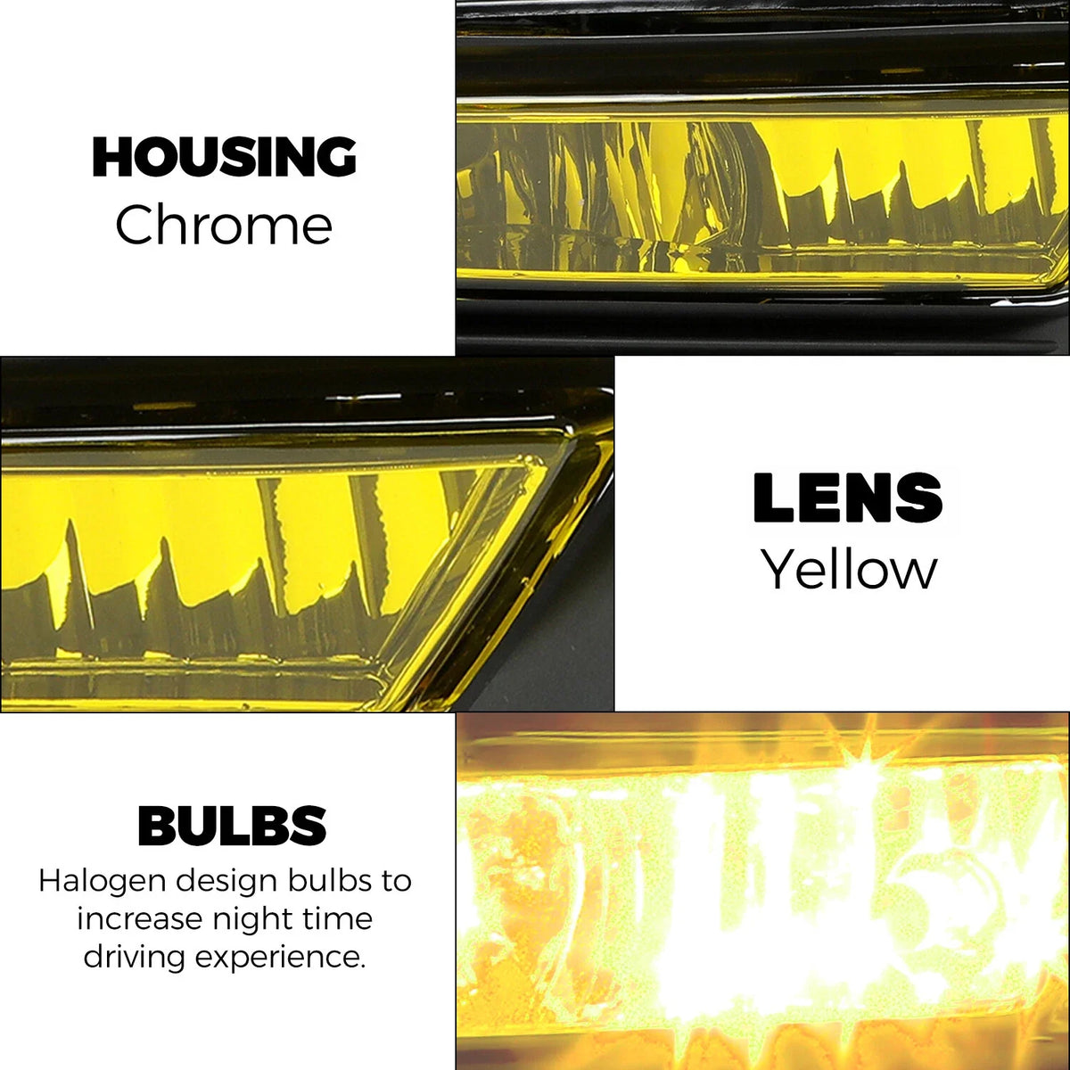 Amber Fog Lights Assembly with Switch & Bulbs for Honda Accord Sedan (2013–2015)