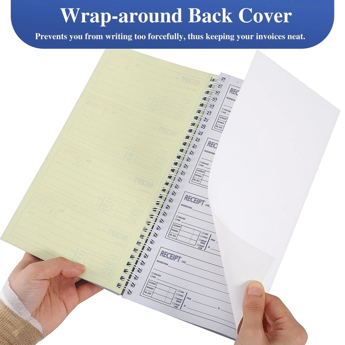 2 Pack Receipt Books with Carbon Copies for Rent Book (3-Part)