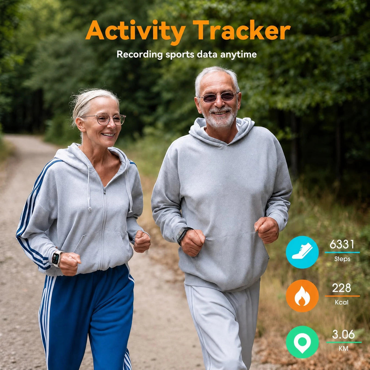 Fitness Tracker for Seniors - No App/Phone Required, 1.83'' Display