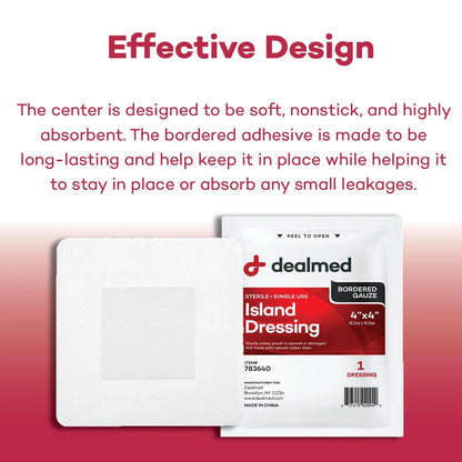 Pack of 25 Sterile Bordered Gauze Island Dressings 4x4 Inch
