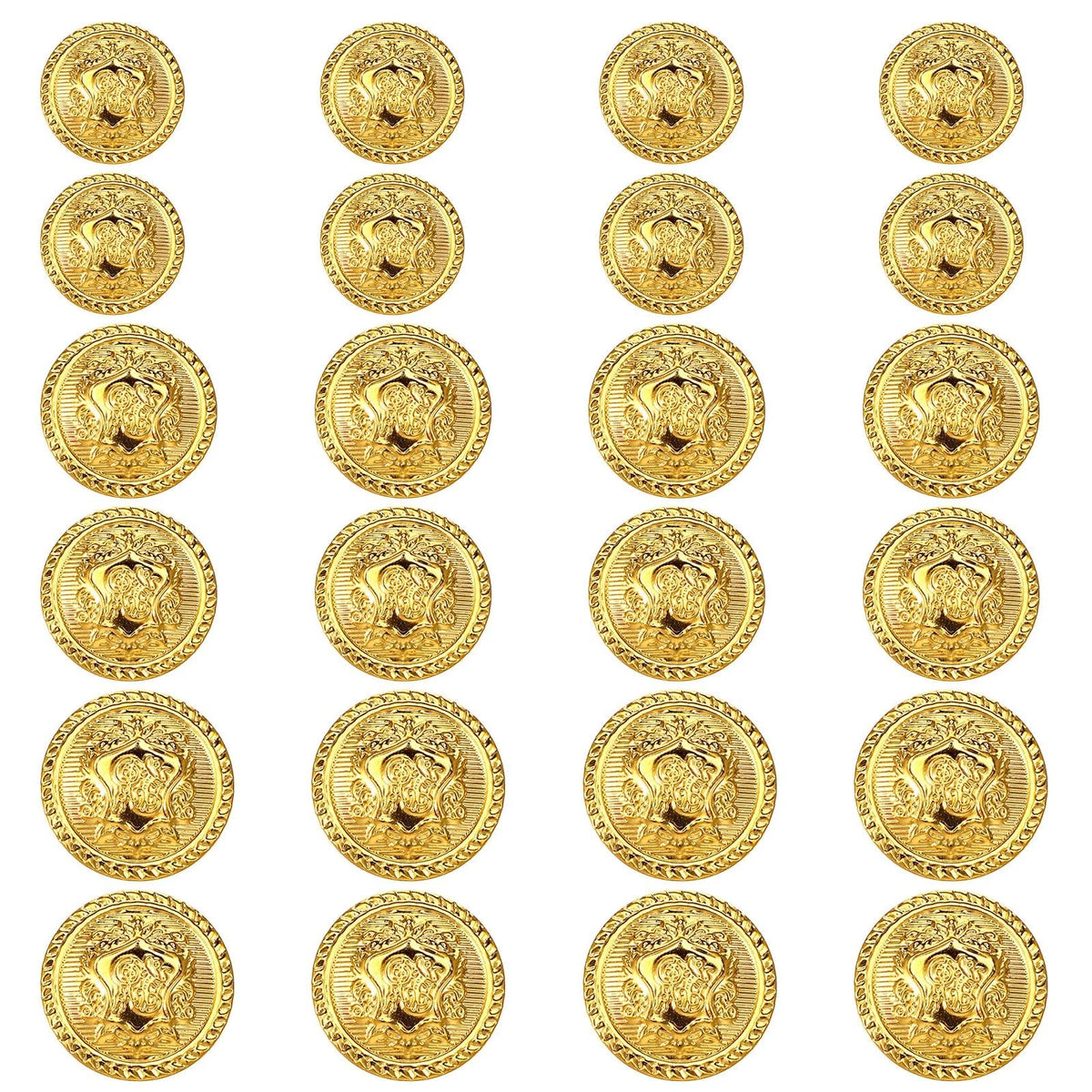 24 Pcs Gold Buttons for Blazer, Coat (Various Sizes)