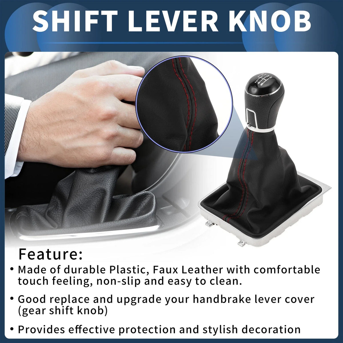 6 Speed Gear Shifter Knob with Cover for Volkswagen Passat (2008–2012)