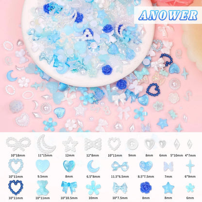 Set of 330 Blue Phone Case Charms with A-Z Rhinestones