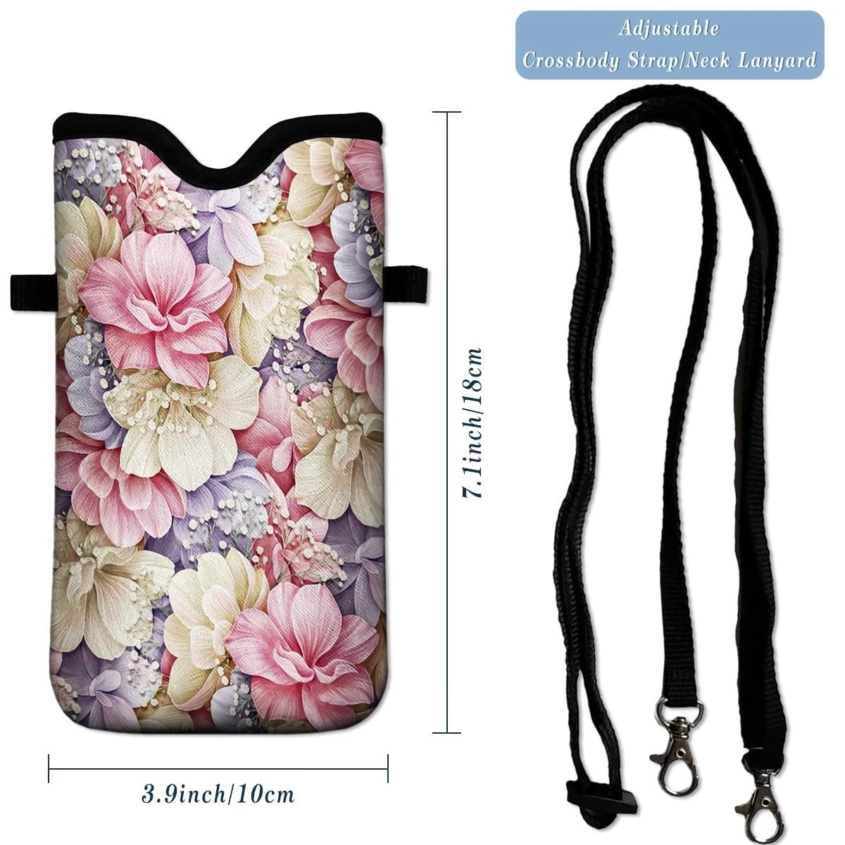 Universal Cell Phone Pouch with Crossbody Strap (7.1 x 4 in)