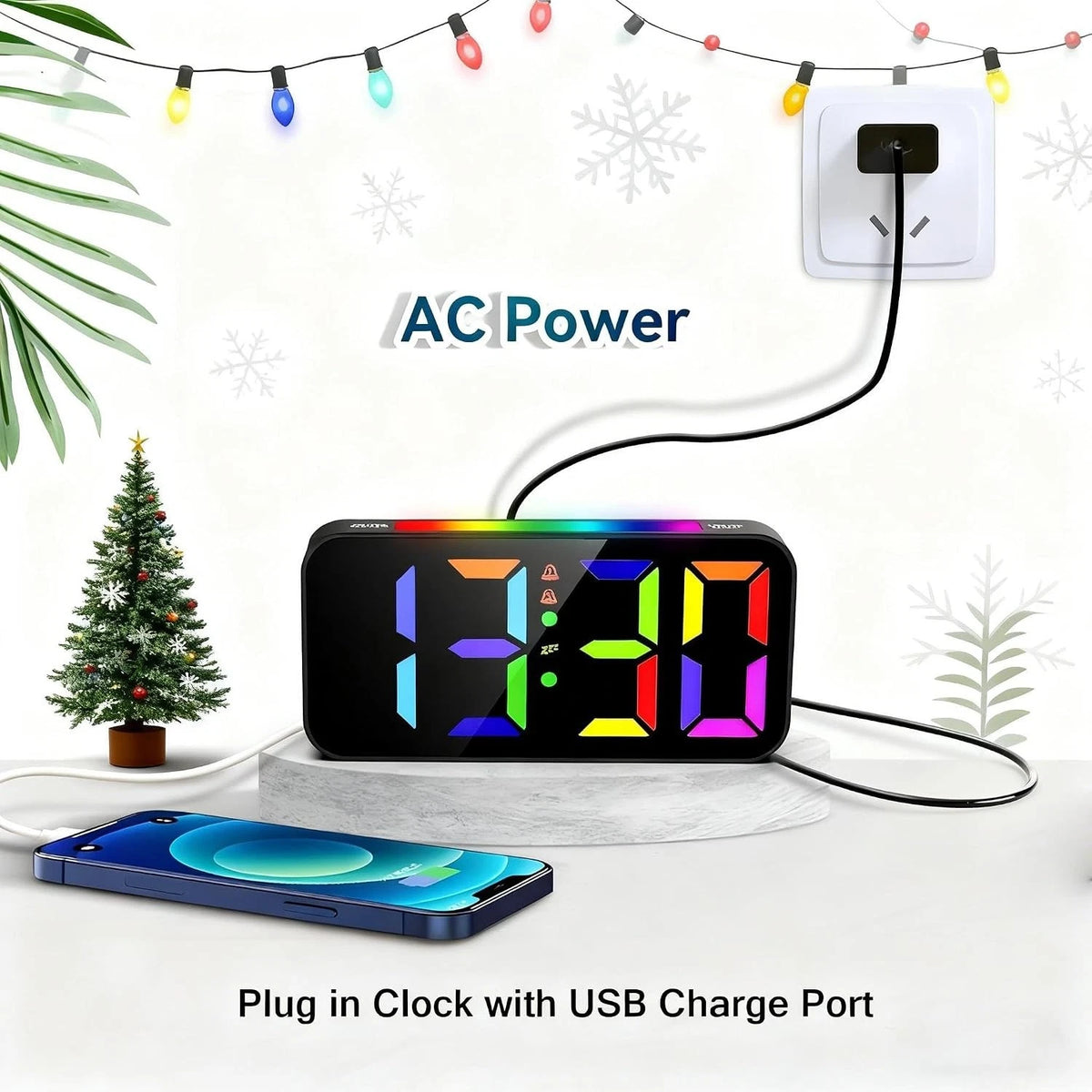 Loud Alarm Clock for Bedrooms Heavy Sleepers (Plug-in Digital)