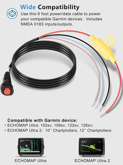 Replacement Power/Data Cable for Garmin EchoMAP Ultra 102sv, 106sv (010-12938-00)