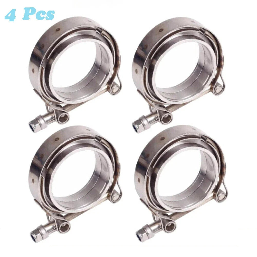 Set of 4 V Band Clamp Kit for Turbo Exhaust (3 Inch)