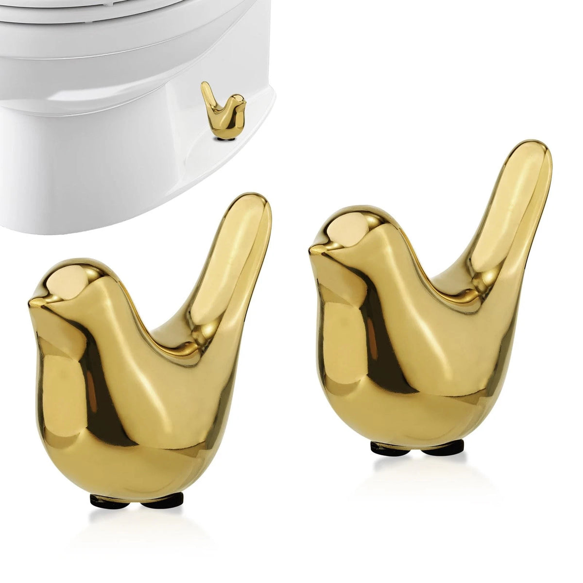 2X Gold Ceramic Bird Shape Toilet Bolt Caps, Hidden Mount, Decorative