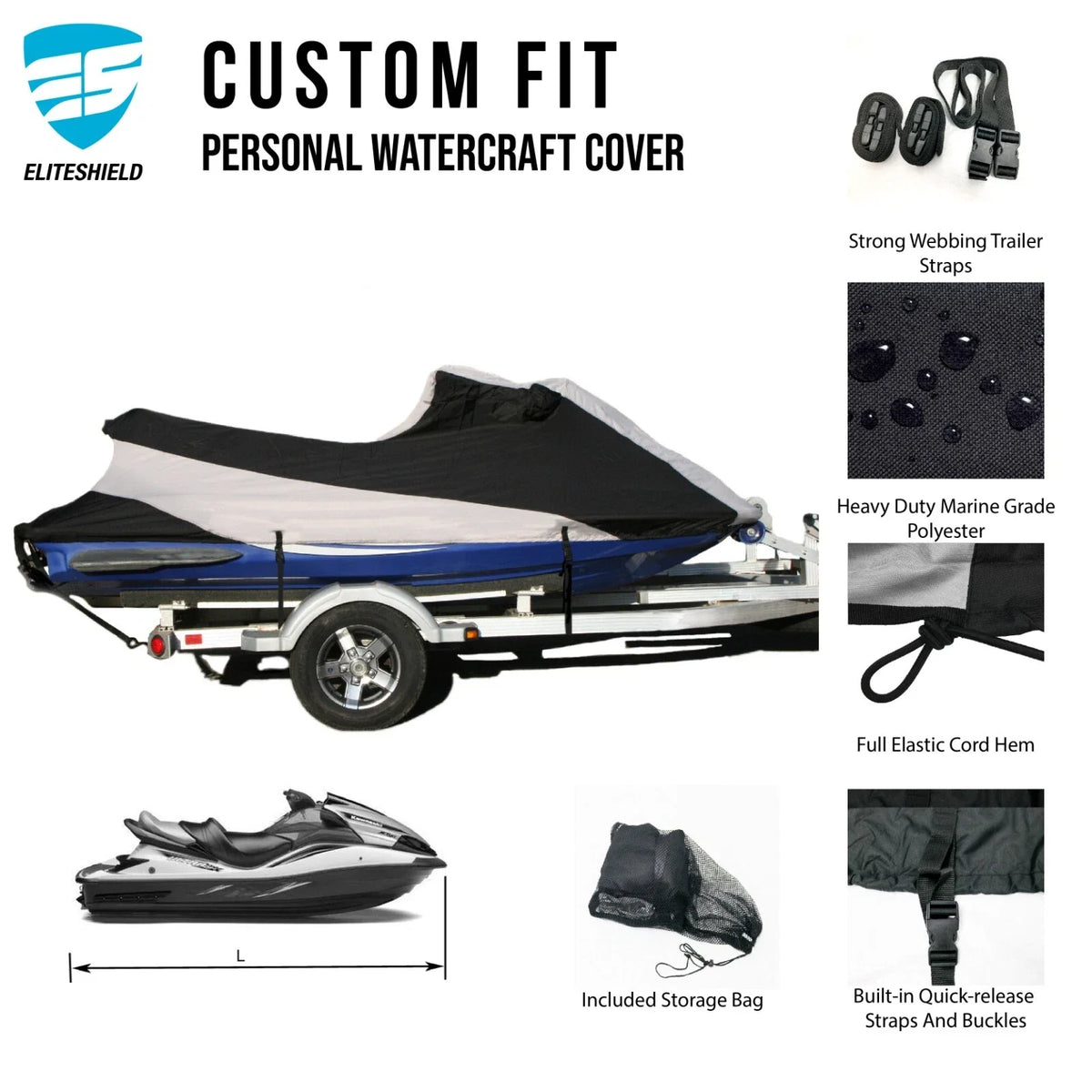Custom Fit Waterproof PWC Jet Ski Cover for Yamaha WaveRunner FX Cruiser LTD (2008–2023)