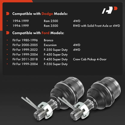 2X Front Upper Ball Joint for Ford F-350 Super Duty (1999–2022)