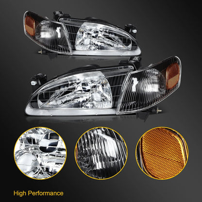 Headlight Assembly for Toyota Corolla (1998–2000) Left + Right Pair