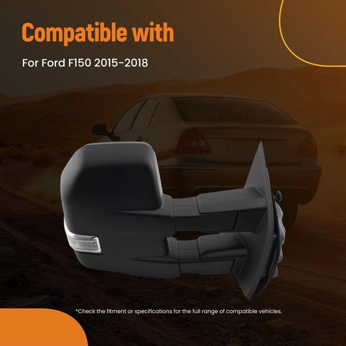 Right Mirror for Ford F150 (2015–2018) LED Heated Temperature Sensor
