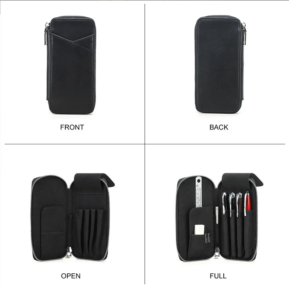 4 Slots Pen Case Organizer for Handmade Genuine Leather