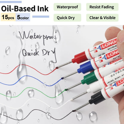 15 Pcs Long Nib Marker Pens for Deep Hole Marking
