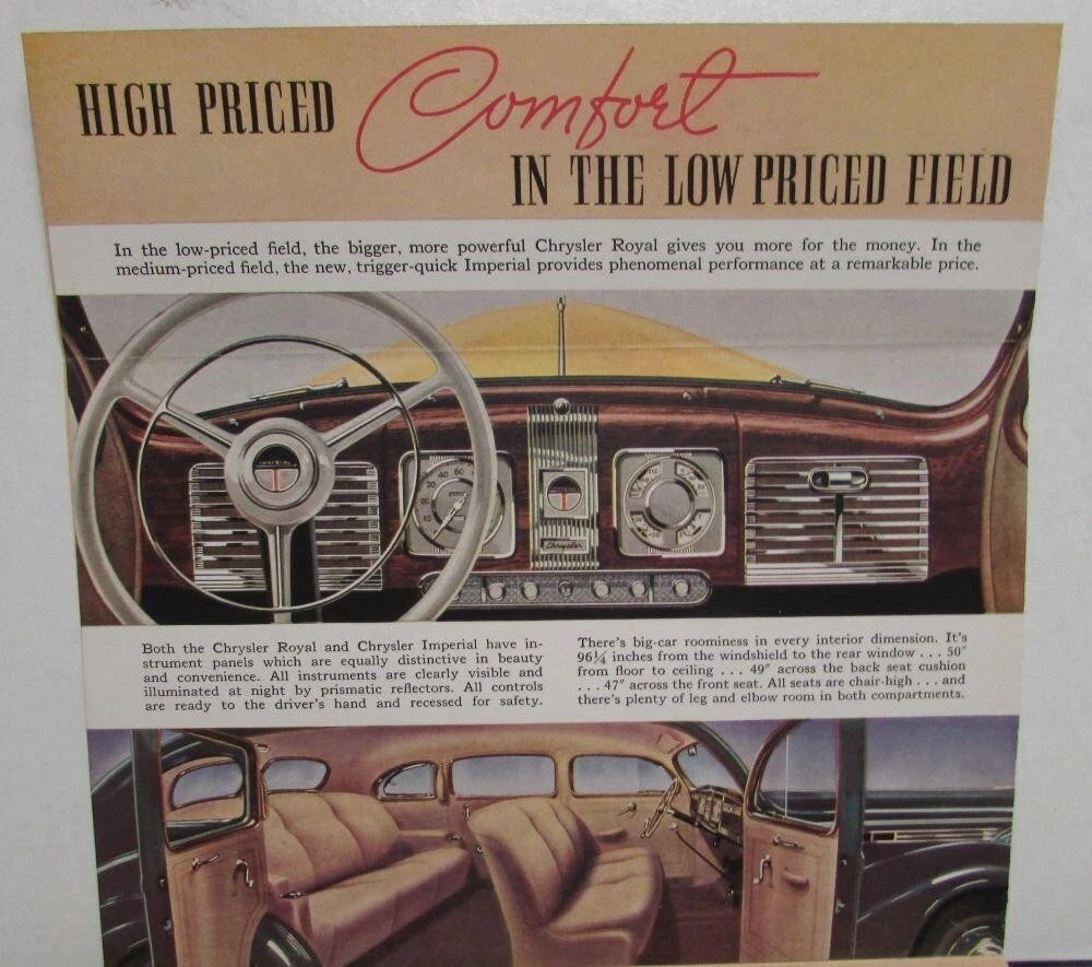 Original Color Sales Brochure Folder for Chrysler Royal Imperial (1938)
