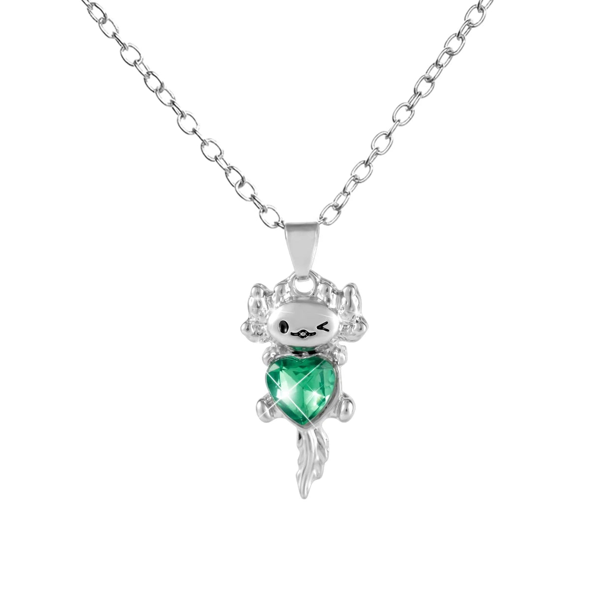 Green Crystal Axolotl Pendant Necklace for Mikovivi