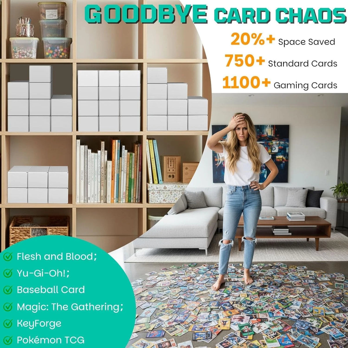3-Pack Card Box for Trading Cards Storage (Laminated, White)