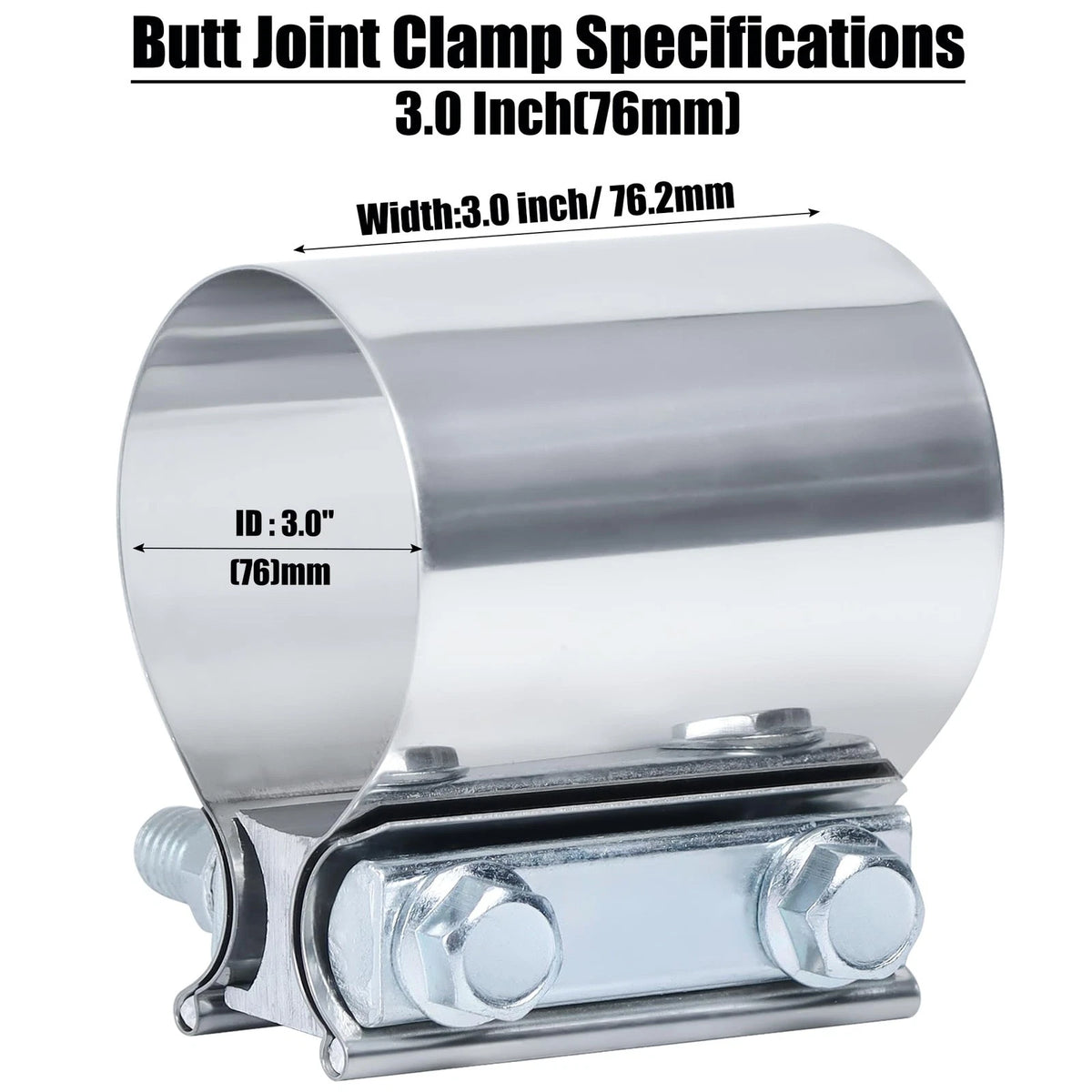 3 Inch Exhaust Clamp for Butt Joint Muffler Pipe (2010–2023)