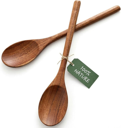 2X Wooden Cooking Spoons for Kitchen Utensil (12 Inch)