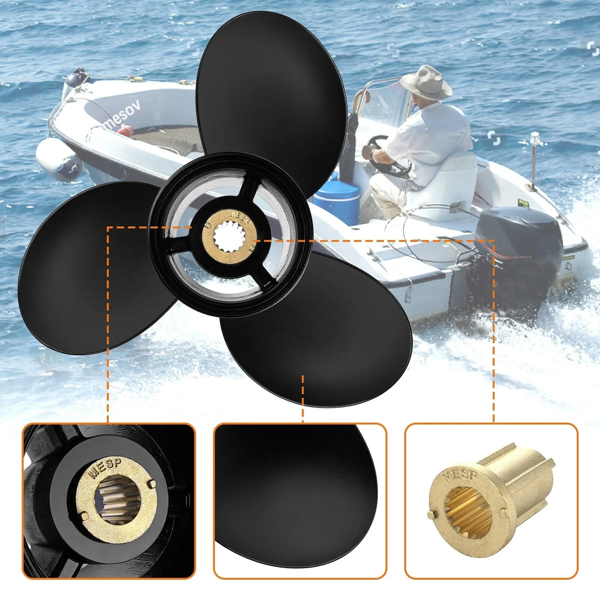 15 x 17 Aluminum Boat Propeller for Mercury 130-300 HP (48-832828A45, RH)