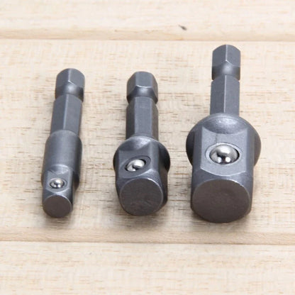 Set of 4 Drill Socket Adapter Converters 1/4" 3/8" 1/2" Drive