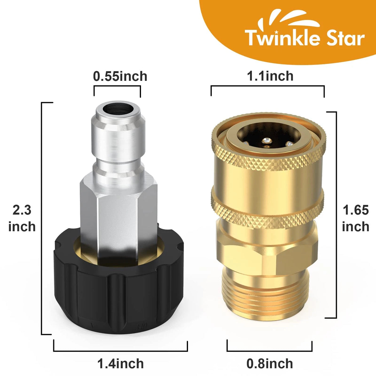 2X Pressure M22-14mm Swivel to 9.5mm Quick Connect Kit for Automotive