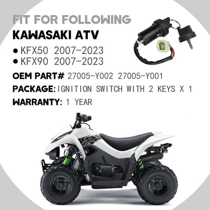 2-Position Ignition Key Switch for Kawasaki KFX50 KFX90 (2007–2023) 27005-Y002