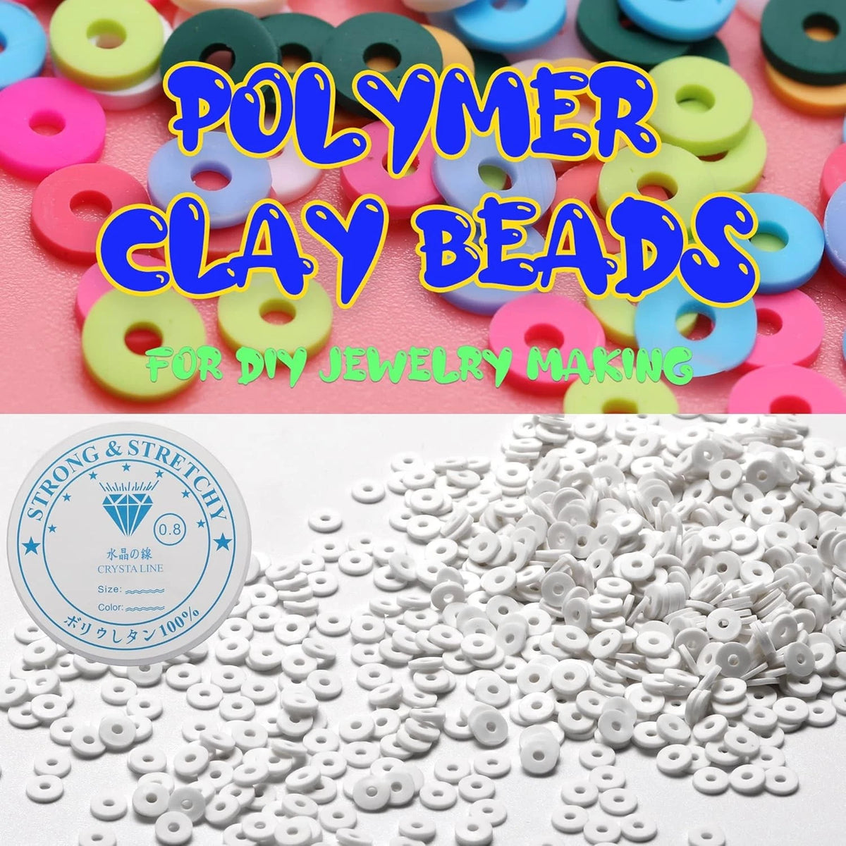 4000 Pcs White Clay Beads for Bracelets (6MM)