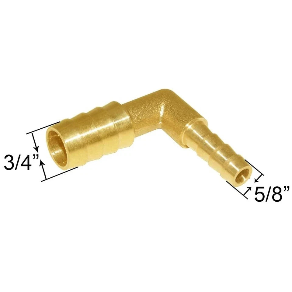 Reducer Elbow 5/8" to 3/4" Hose Barb 90 Degree for Automotive Applications