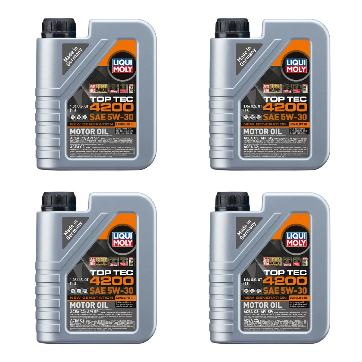 Set of 4 Liqui Moly Top Tec 4200 5W-30 Engine Motor Oil (1L each)