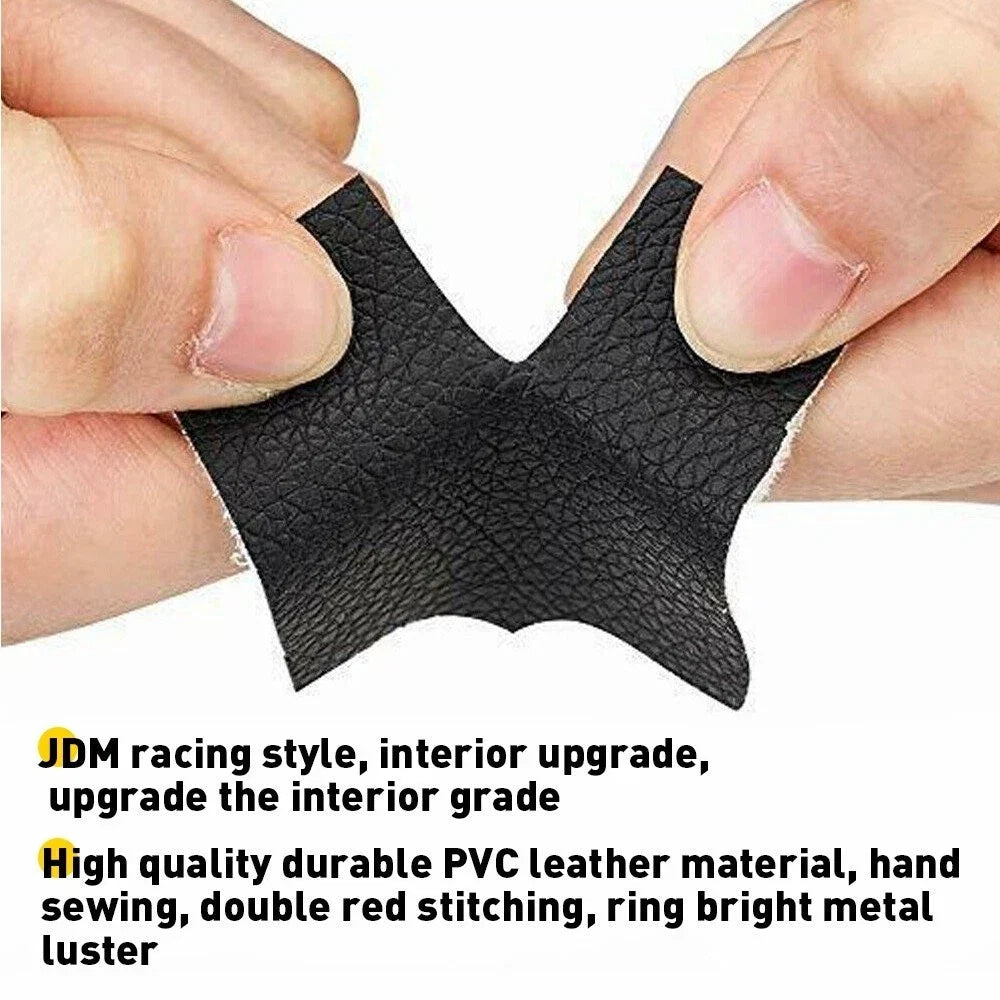 Gear Shift Knob Boot Cover for - Black PVC Leather, Red Stitch
