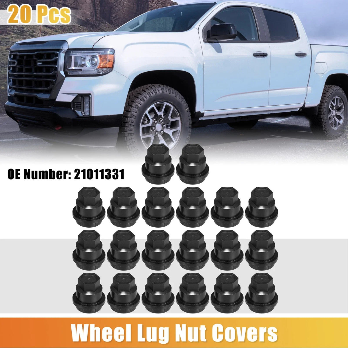 20 Pcs Wheel Lug Nut Covers No. 21011331 for Chevrolet Camaro (1997–2001) Black